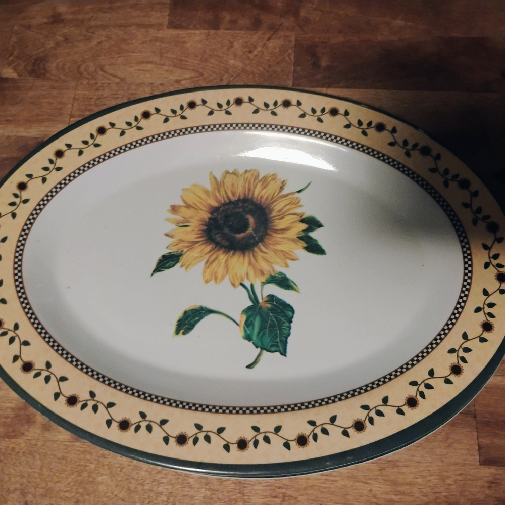 Sunflower Oval Platter - Cream and Yellow